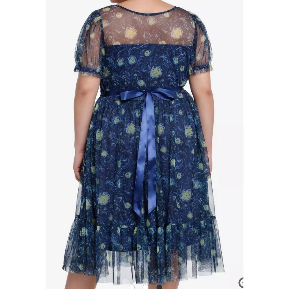 Hot Topic Thorn & Fable Starry Nights Mesh Puff Sleeve Dress New Plus Size 1 - Picture 7 of 8